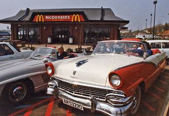 Cavalcade of cars at McDonalds